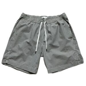 ONIA Men’s Charles Seersucker Grey White Shorts Swim Trunks L